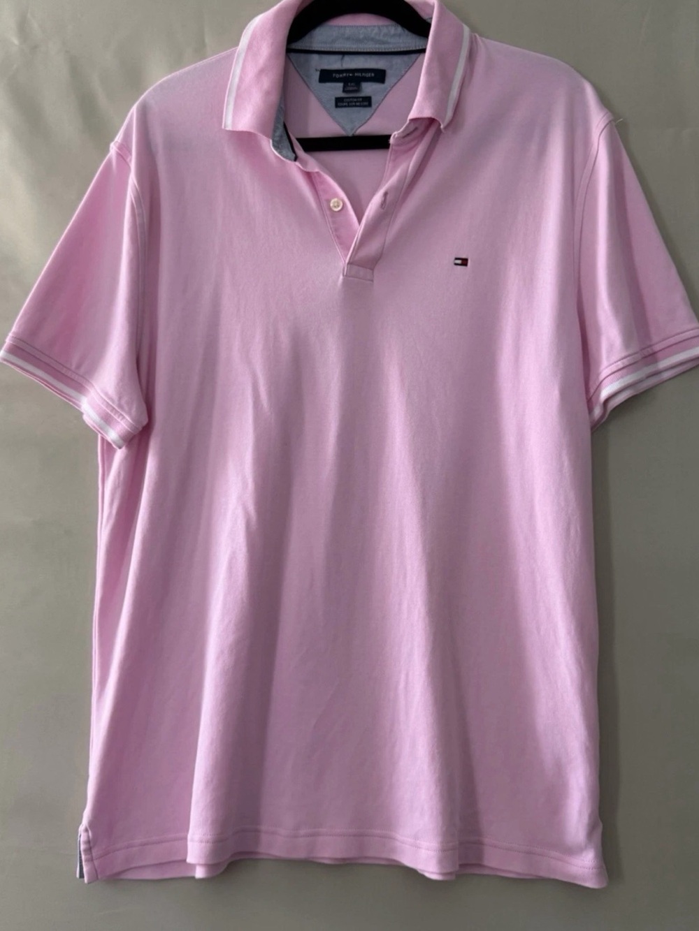 Tommy Hilfiger Men’s Light Pink Polo with Contrast Trim